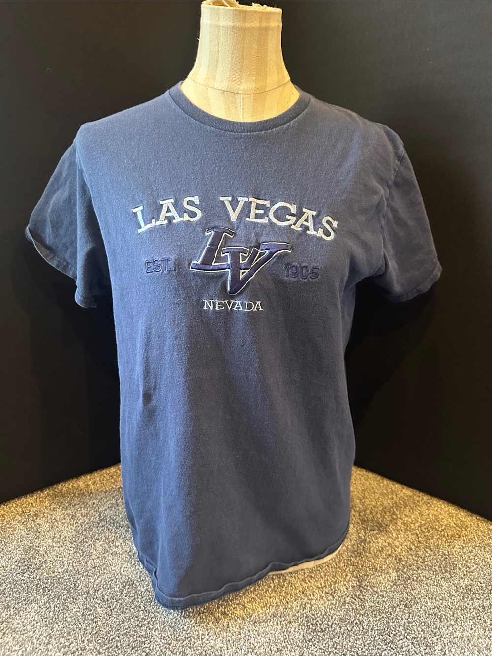 Las Vegas Navy Blue Louis Vuitton Embroidered Graphic Tee